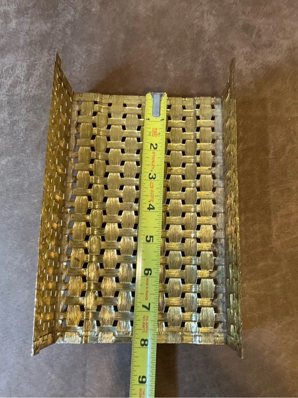 Vintage Stylebuilt Brass Basketweave Tissue/Napkin Holder